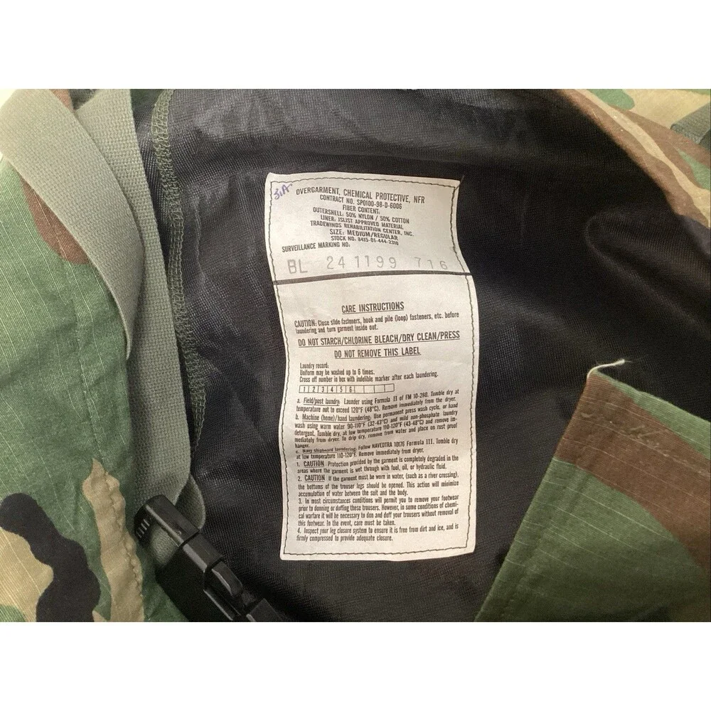military over garment chemical protective M camouflage pants/suspenders